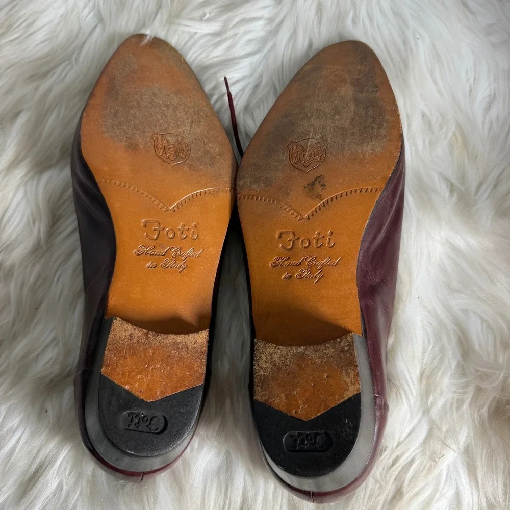 Foti Hand Crafted in Italy Burgundy Leather Lace Up Oxford Dress Shoes Mens 11 D